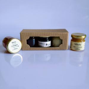 Scatoletta porta vasetti avana per 3 vasetti da 50 g di miele