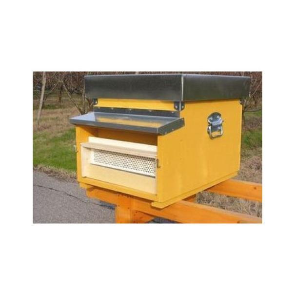 Trappola raccolta polline montata su arnia standard con ingresso frontale