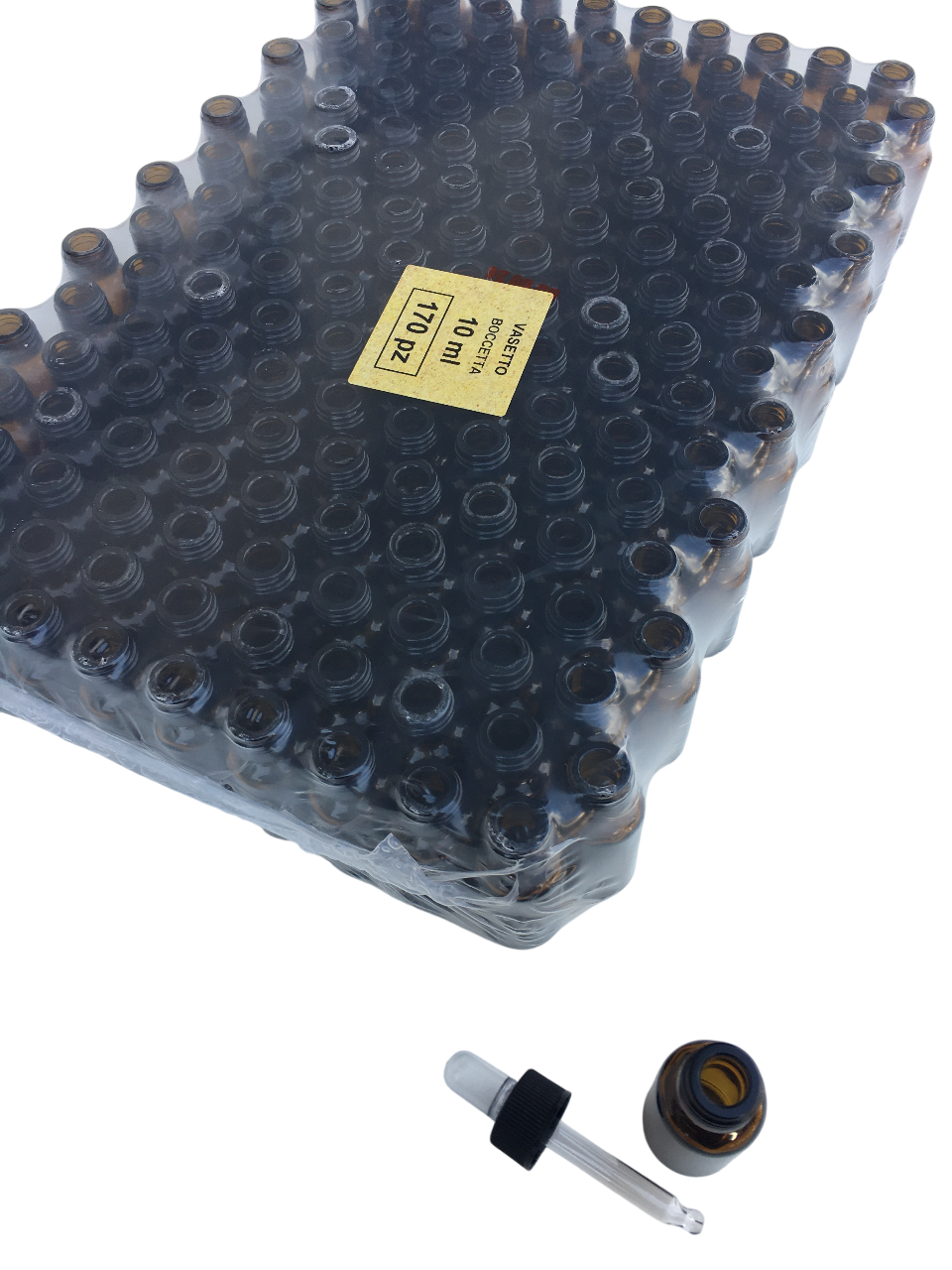 confezione 170 pezzi vasetti in vetro ambrato con contagocce 10 ml apicoltura