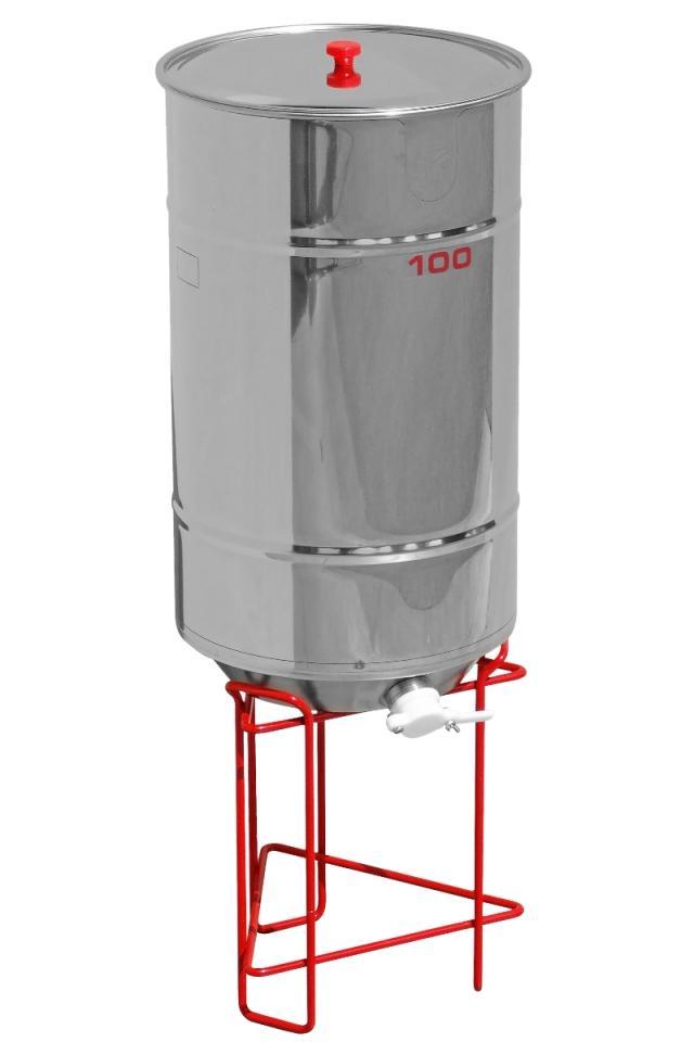 Contenitore maturatore per miele in inox con fondo conico scarico totale