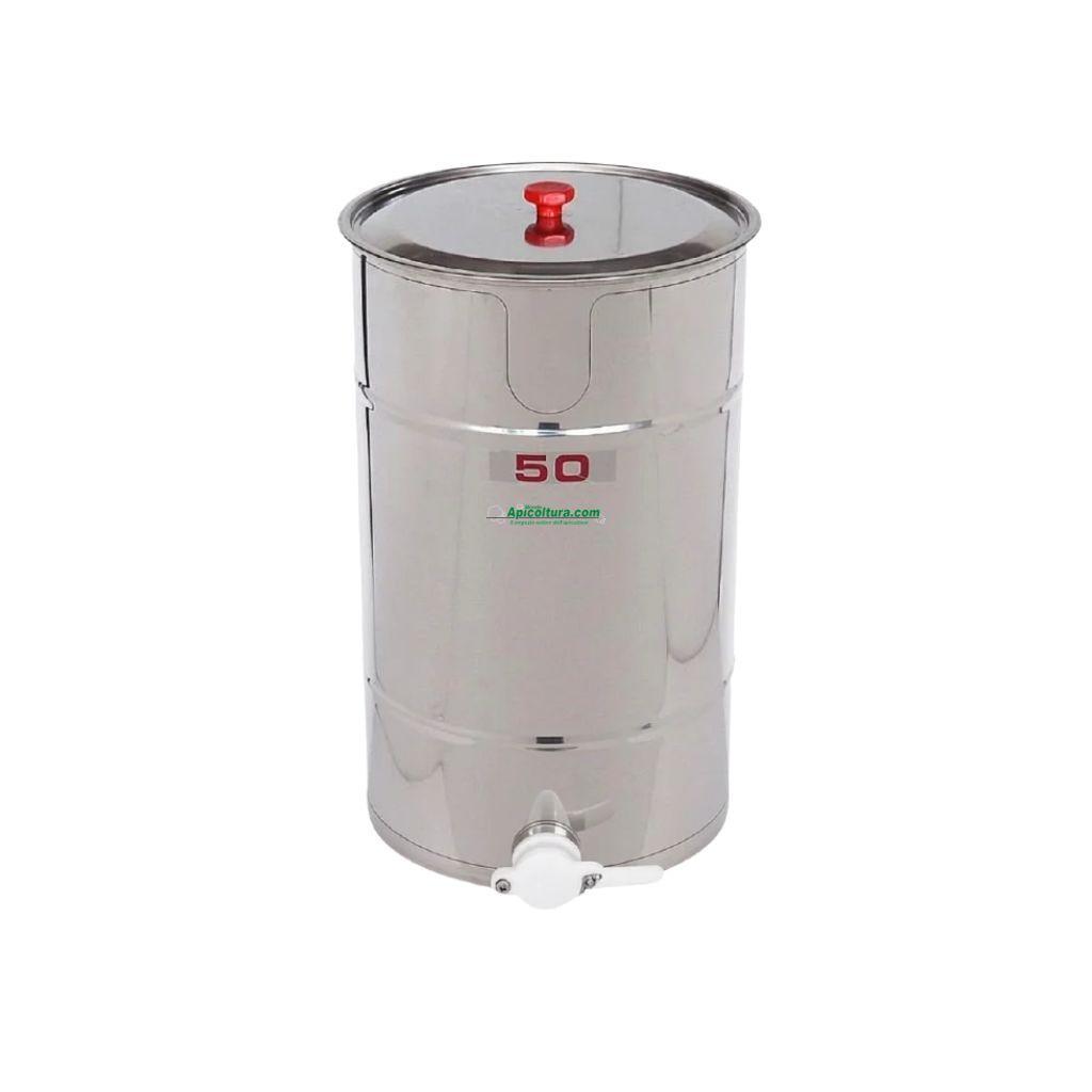 Maturatore per miele inox 50 kg con rubinetto plastica alimentare Maturatore per 50 kg di miele in acciaio inox