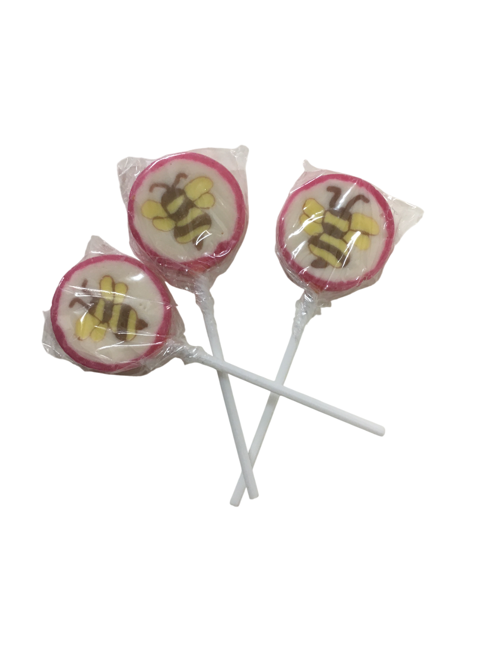 Tre lecca lecca al miele e fragola singoli confezionati