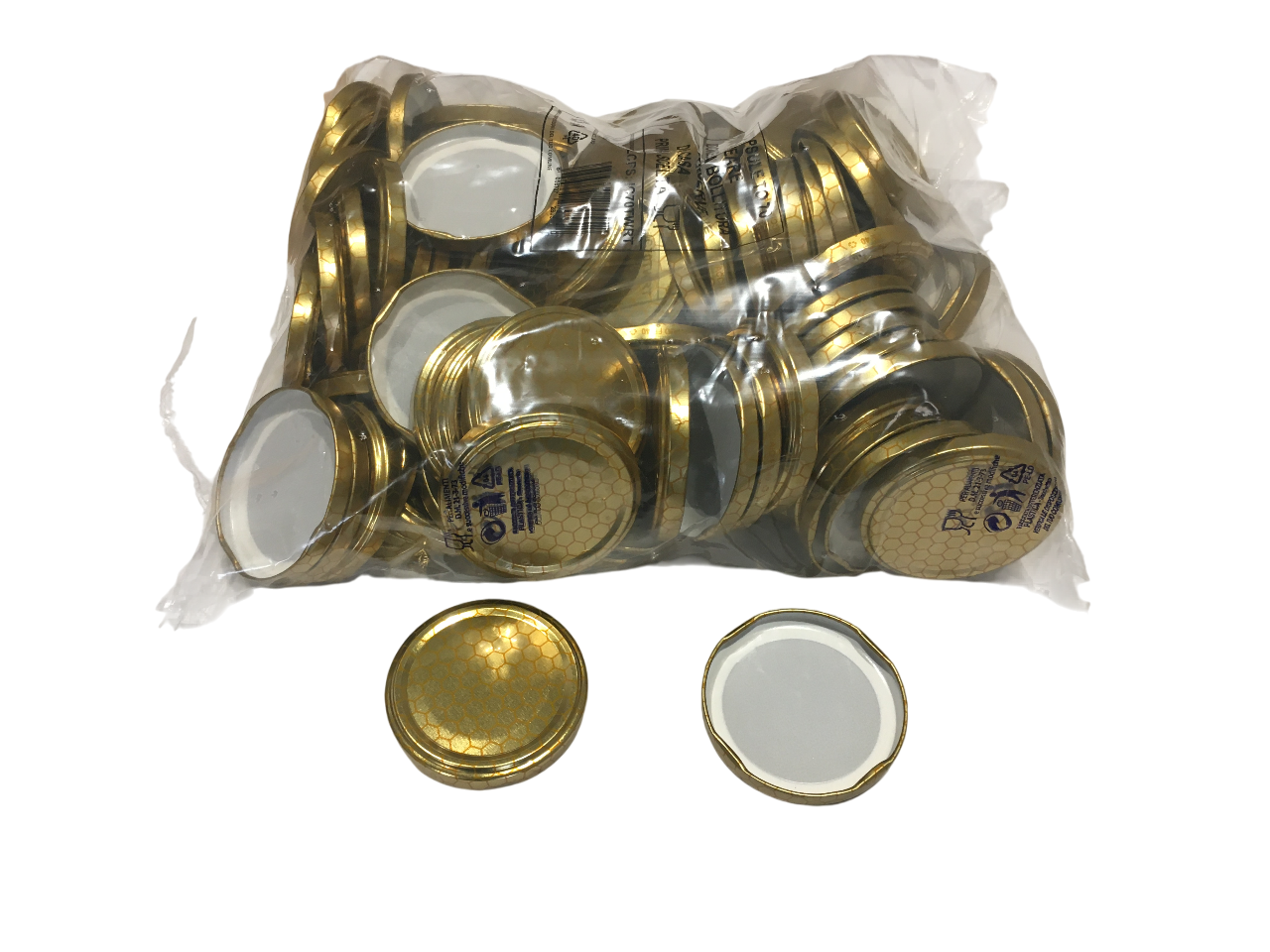 sacchetto capsule twist off oro con disegno alveare per vasi vetro miele