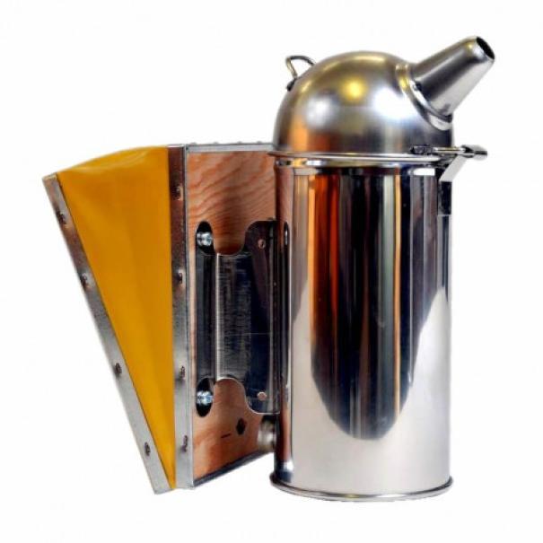 Affumicatore apiario acciaio inox con mantice in vinilpelle gialla