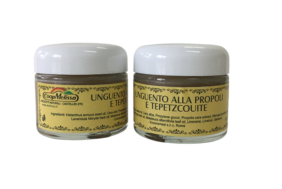 Due vasetti di unguento propoli e tepezcohuite 50 ml Coop Melissa