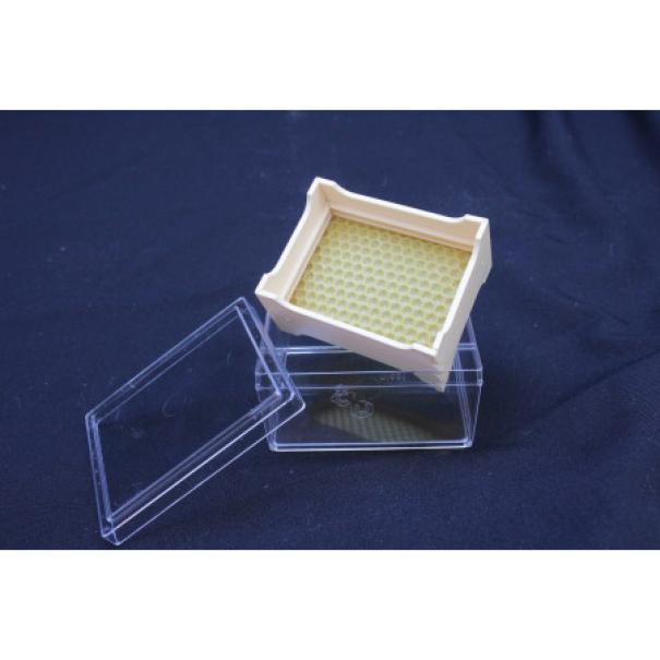 favetto mini plastica bianco struttura e contenitore trasparente per miele in favo confezionato