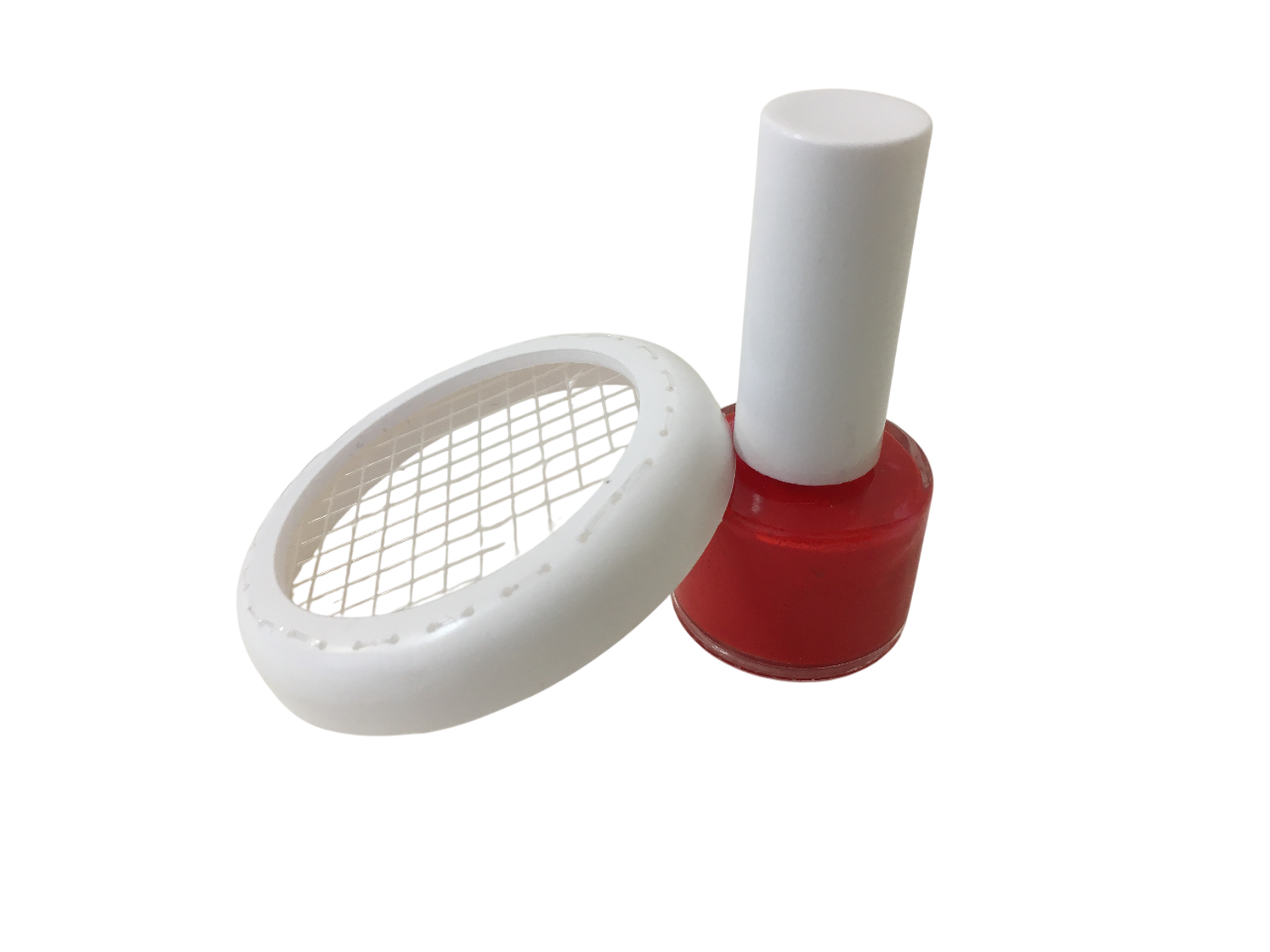 Flacone marcatore rosso con retina fermaregina per apicoltura