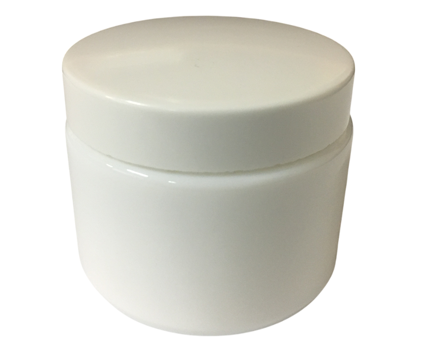 vasetto in plastica bianca da 50 ml per creme e cosmetici con coperchio chiuso