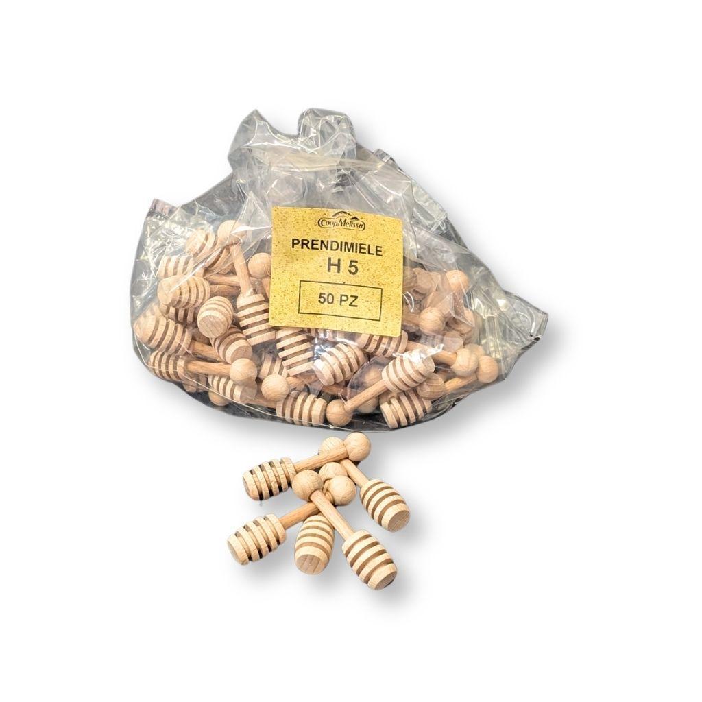 Set di 50 prendimiele in legno di faggio per miele in busta