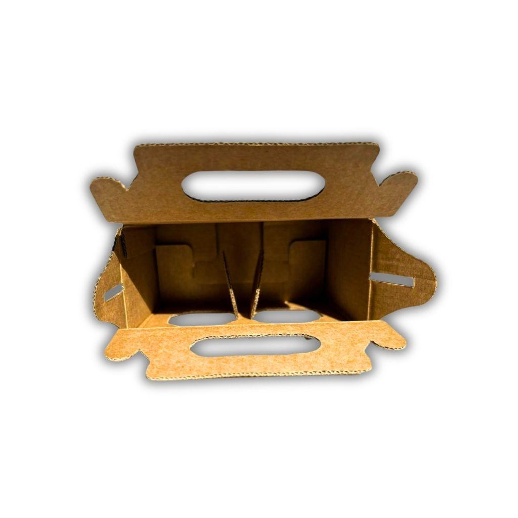 Vista interna della scatola avana con divisorio per 2 vasetti