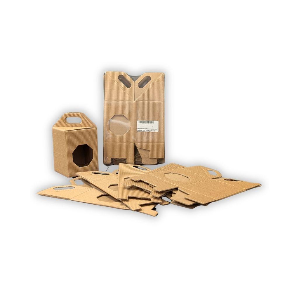 Scatole in cartoncino bianco con finestra per vasetti da 500 g miele