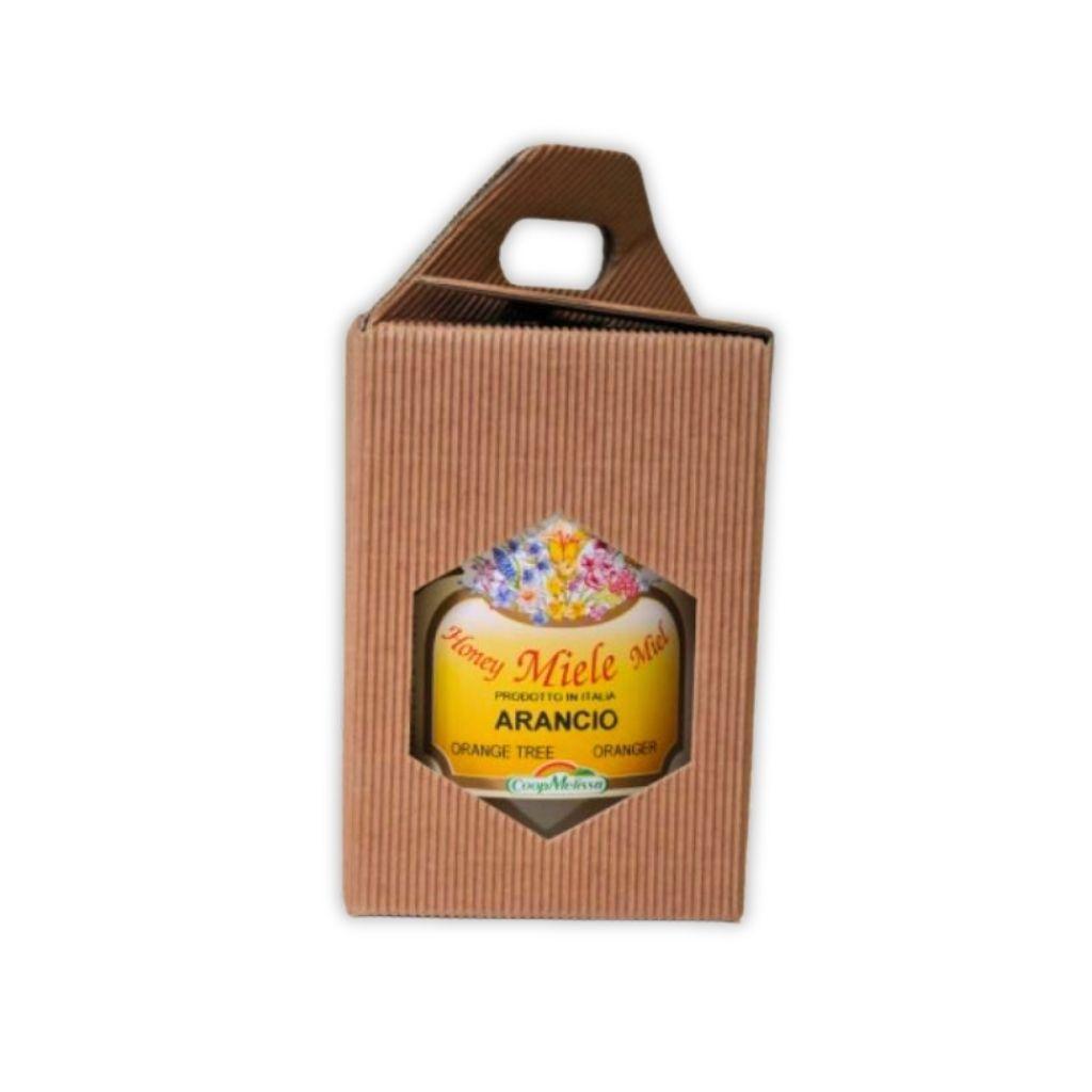 Dettaglio scatoletta singola porta vasetto miele 500g con finestra