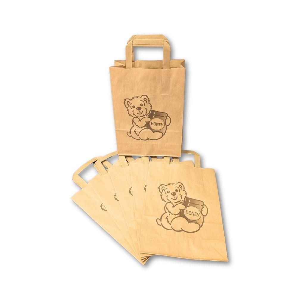 Sacchetto carta robusto per vasetti miele con grafica orsetto