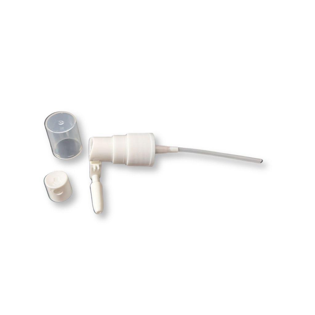 Vista laterale spruzzatore con tappi accessori e cannula direzionabile